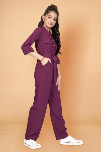 Fashion Dream Girls Cotton Blend Jumpsuit Set|Jumpsuit for Girls|Solid Pattern Jumpsuit|Jumpsuit for Kids|Playsuits for Girls|Jumpsuit Girls - Image 3