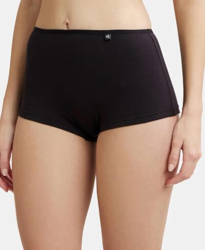 Jockey SS04 Women's High Coverage Super Combed Cotton Elastane Stretch Mid Waist Boy Shorts with Concealed Waistband and StayFresh Treatment - Image 2
