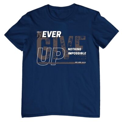 TeeSlix Unisex Cotton T-Shirt for Kids and Teenagers, Soft and Premium Fabric (Never Give Up) Round Neck T-Shirt for Boys and Girls with Unique Design and Comfort for Every Occasion - Image 2