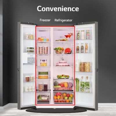 LG 655 L Frost-Free Smart Inverter Double Door Side-By-Side Refrigerator (GL-B257HDSY, Dazzle Steel, Express Freeze | Multi Air-Flow) - Image 9