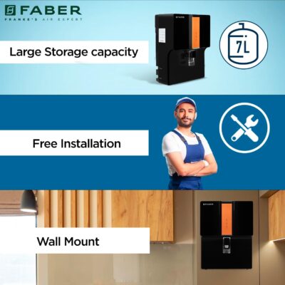 Faber CUV 8000 Water Purifier | UV+UF+Cu Guard |7L Tank, 7 Stage Filtration, Pre & Post Carbon| Not Suitable for Borewell/Tanker Water| Pressure & Purification Indicator | Upto 200 TDS | (Black) - Image 6