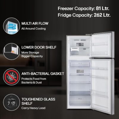 LG 343 L 3 Star Frost-Free Smart Inverter Double Door Refrigerator (GL-S382SDSX, Dazzle Steel, Convertible with Express Freeze) - Image 3