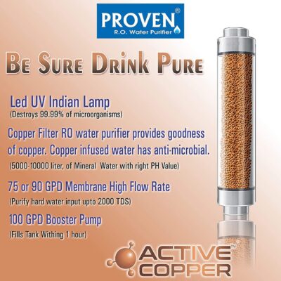 Proven Swift Water Purifier – RO + UV + UF with Copper Zinc Alkaline Technology, TDS Adjuster, 15L Storage Tank, Sleek Black Design, Made in India, ISI | 12 Stage Purification | 1 Year Warranty - Image 7
