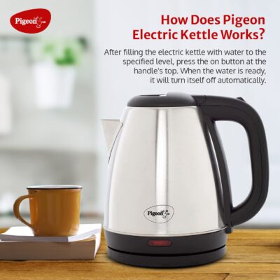 Pigeon by Stovekraft Amaze Plus Electric Kettle (14289) with Stainless Steel Body, 1.5 litre, used for boiling Water, making tea and coffee, instant noodles, soup etc. (Silver) - Image 5