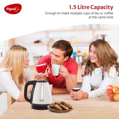 Pigeon by Stovekraft Amaze Plus Electric Kettle (14289) with Stainless Steel Body, 1.5 litre, used for boiling Water, making tea and coffee, instant noodles, soup etc. (Silver) - Image 4