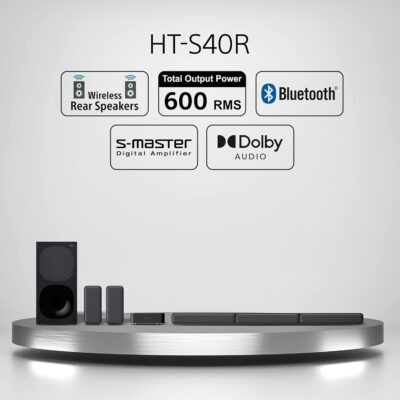 Sony HT-S40R Real 5.1ch Dolby Audio Soundbar for TV with Subwoofer & Wireless Rear Speakers, 5.1ch Home Theatre System (600W, Bluetooth & USB Connectivity, HDMI & Optical Connectivity, Sound Mode) - Image 2