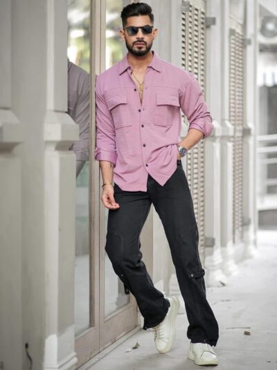 IndoPrimo Men's Regular Fit Fancy Double Pocket Casual Shirt for Men Full Sleeves - Cargo - Image 4