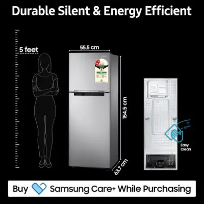 Samsung 236 L, 2 Star, Digital Inverter, Frost Free Double Door Refrigerator (RT28C3032GS/HL, Gray Silver) - Image 5
