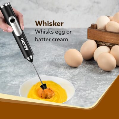 AGARO Royal Milk Frother, 3-Speed Electric Frother for Coffee with Whisk and Frother, Frother Mixer, Stand-up Design, for Cream (Whisk Milk frother), Rechargeable, Stainless Steel - Image 3