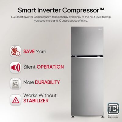 LG 322 L 3 Star Frost-Free Smart Inverter Double Door Refrigerator (GL-S342SDSX, Dazzle Steel, Convertible with Express Freeze) - Image 9