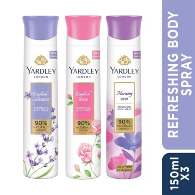 Yardley London Deo Tripack Women, Aerosol, 150Ml (Buy 2 Get 1)(Morning Dew+English Rose+English Lavender) - Image 2