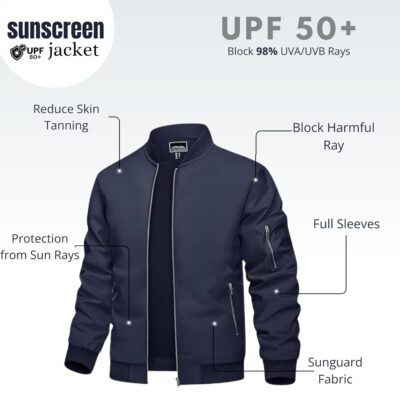 MIA FASHION Men's Sunscreen Jacket with UV Protection UPF 50+ Jacket, Full Sleeve, Regular Fit | Stylish Stand Collar & Zipper Closure jacket - Image 5