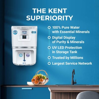 KENT Grand Star RO Water Purifier | 4 Years Free Service | ISI Marked | Multiple Purification Process | RO + UV + UF + TDS Control + UV LED Tank | 9L Tank | Zero Water Wastage | Digital Display - Image 7