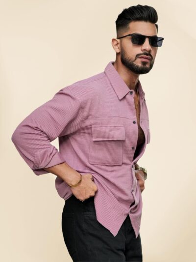 IndoPrimo Men's Regular Fit Fancy Double Pocket Casual Shirt for Men Full Sleeves - Cargo - Image 2