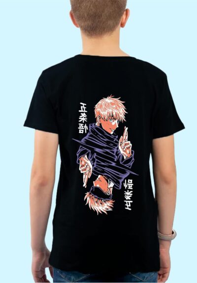 Uniplanet Store Jujutsu Cross Finger Cotton Blend Half Sleeve Regular Fit Printed Boys T-Shirt - Image 5