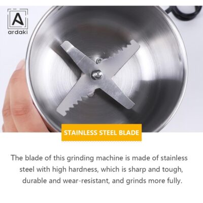 ARDAKI Mini Mixer Grinder Machine for Kitchen Mixer Grinder Multi Functional Coffee Herbs Spices Nuts Grain Seasonings Spices Mill Powder Machine Stainless Steel Mixie Small Kitchen Appliance - Image 8
