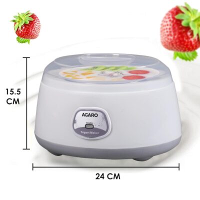 AGARO Classic Portable Yogurt Maker, 1.2L Capacity, Electric, Automatic, Grey and White. - Image 6