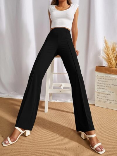 SWADESI STUFF Women's High-Waisted Pant Bell Bottom Trendy Retro-Chic Classic Fit Trousers - Perfect For Every Occasion - Image 3