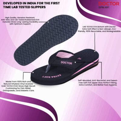 DOCTOR EXTRA SOFT Doctor Slippers for Women Orthopedic Diabetic Pregnancy Non Slip Lightweight Comfortable Flat Casual Stylish Dr Chappals and House Flip flops For Ladies and Girl’s D-22 - Image 2