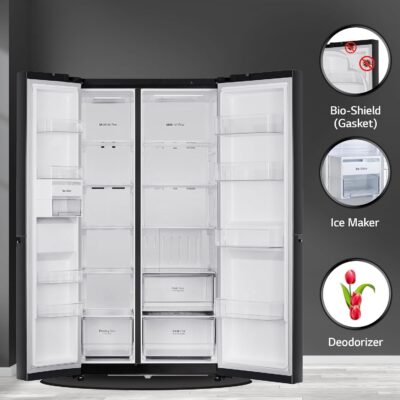 LG 655 L Frost Free Smart Inverter Double Door Side by Side Refrigerator (GL-B257HWBY, Western Black, Express Freezing | Multi Air-Flow) - Image 3