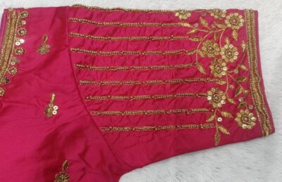Pujia Mills Women's Readymade Bridal Embroidery Blouse Multi Coding maggam Work moti Work Indian Ethnic Designer Stitched Readymade Saree Half Sleeve Blouse for Women for Saree Lehenga Choli - Image 2