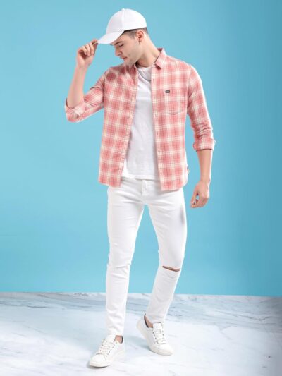 The Indian Garage Co Men Regular Fit Checkered Full Sleeves Cutaway Collar Casual Shirt - Image 5