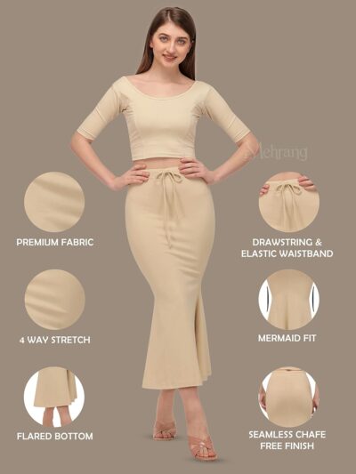 Mehrang Stretchable Saree Shapewear Petticoat for Women, Cotton Blended,Petticoat,Skirts for Women,Shape Wear Dress for Saree - Image 2