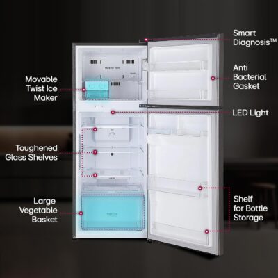 LG 242 L 3 Star Smart Inverter Frost-Free Double Door Refrigerator (GL-I292RPZX, Shiny Steel, Door Cooling+) - Image 14