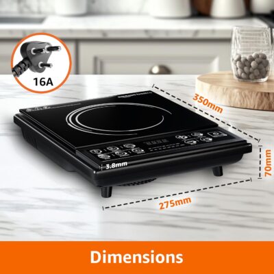 Amazon Basics AB-ICT-CB-1900 1900 Watts Induction Cooktop | LED Display, Overheat Protection and 6 Autocook Functions | Energy Efficient with Auto Shut-off | Black - Image 6