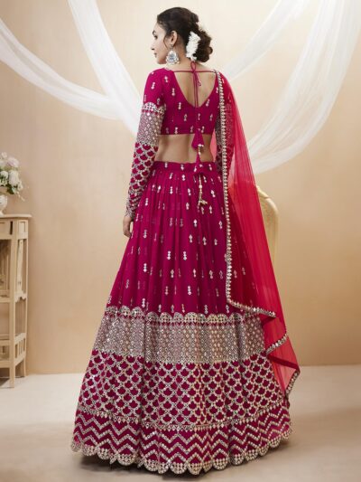 Zeel Clothing Women's Sequins Zari Embroidered Georgette Semi-stitched Lehenga Choli With Dupatta (300-Wedding-Bridal--New-Stylish; Free Size) - Image 3