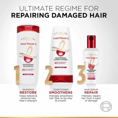 L'Oreal Paris Deep Conditioner, With Micro-Ceramides, Intensly Repairs Damaged Hair, Rapid Reviver Total Repair 5 Deep Conditioner, 180ml - Image 6