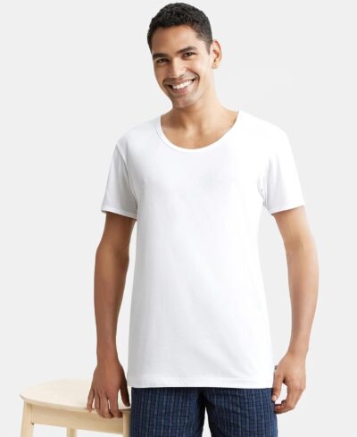 Jockey 8817 Men's Super Combed Cotton Round Neck Half Sleeved Vest with Extended Length for Easy Tuck (Pack of 2) - Image 6