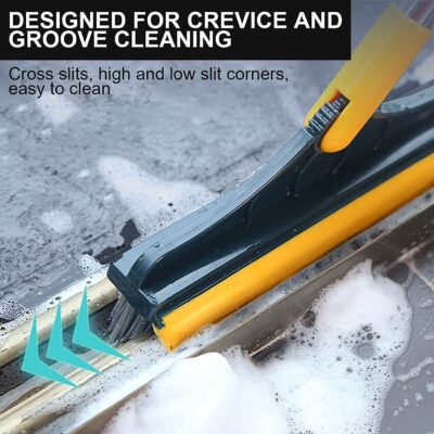 WAZDORF Bathroom Cleaning Brush with Wiper Tiles Cleaning Brush Floor Scrub Bathroom Brush with Long Handle 120° Rotate Bathroom Floor Cleaning Brush Home Kitchen Cleaning Mop… (2 in 1 Brush)… - Image 9