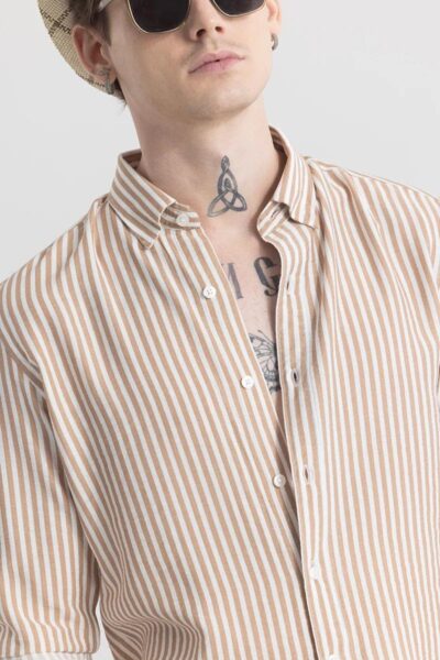 U-Turn Men's Cotton Casual Printed Striped Stylish Latest Shirt for Men - Image 2