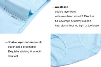 cauniss Womens High Waist Cotton Panties C Section Recovery Postpartum Soft Stretchy Full Coverage Underwear(5 Pack) - Image 6