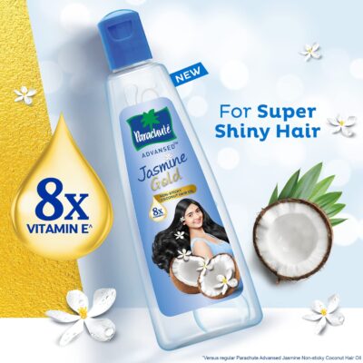 Parachute Advansed Jasmine Gold Coconut Hair Oil With Vitamin-E For Super Shiny Hair, Non-sticky, 300ml - Image 2