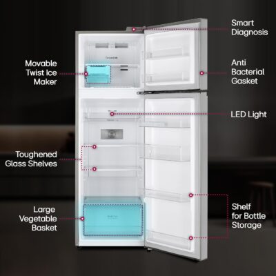 LG 272 L 3 Star Frost-Free Smart Inverter Compressor Double Door Refrigerator (GL-S312SPZX, Shiny Steel, Convertible & Multi Air Flow Cooling) - Image 14