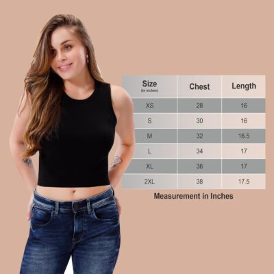 TRASA Women’s Sleeveless Rib Knitted Cotton Racer Back Tank Tops Crew Neck Crop Tops - Available Sizes - XS, S, M, L, XL,2XL - Image 8