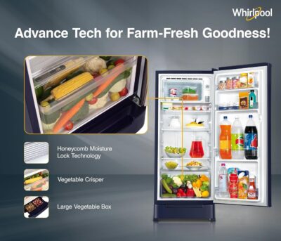 Whirlpool 192 L 4 Star Icemagic Powercool Direct-Cool Single Door Refrigerator with Base Drawer (215 IMPC ROY 4S SAPPHIRE MULIA-Z) - Image 8