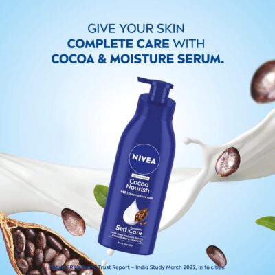NIVEA Cocoa Nourish 400ml Body Lotion with Deep Moisture Serum| 48 H Moisturization | With Cocoa Butter & Coconut Oil | Non Greasy & Healthy Looking Skin |For Very Dry Skin - Image 4