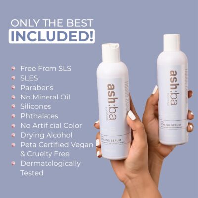 Ashba Botanics Curl Styling Serum Gel With Hyaluronic Acid | Provides Intense Hydration, Frizz Control, Bouncy & Shiny Hair | Lightweight, Non Sticky Hair Gel for Curly Hair, For Men & Women - 237ml - Image 6