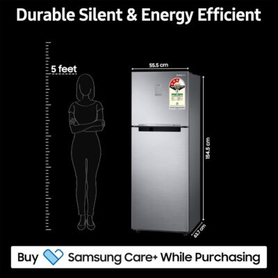 Samsung 236 L, 3 Star, Convertible, Digital Inverter with Display Frost Free Double Door Refrigerator (RT28C3733S8/HL, Silver, Elegant Inox) - Image 5
