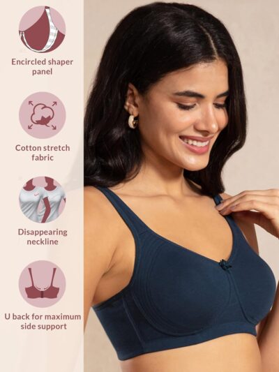 NYKD Everyday Wireless & Non Padded Side Support Shaper Cotton Bra for Women with Full Coverage | Encircled with Love - NYB169 - Image 2