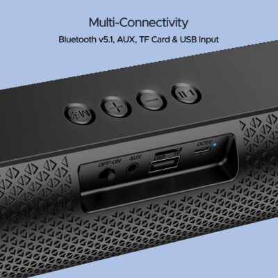 boAt Aavante Bar 490 10W Signature Sound, Dual Full-Range Drivers,7 HRS Battery, Built-in Mic,2.0 CH, TWS Feature,Multi Connect, Bluetooth Sound Bar, Soundbar Speaker (Classic Black) - Image 6