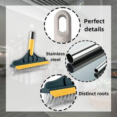 WAZDORF Bathroom Cleaning Brush with Wiper Tiles Cleaning Brush Floor Scrub Bathroom Brush with Long Handle 120° Rotate Bathroom Floor Cleaning Brush Home Kitchen Cleaning Mop… (2 in 1 Brush)… - Image 6