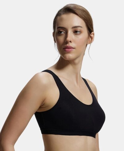 Jockey 1376 Active Bra | Wirefree | Non Padded | Full Coverage Slip-On with Wider Straps | Super Combed Cotton Elastane Fabric - Image 2