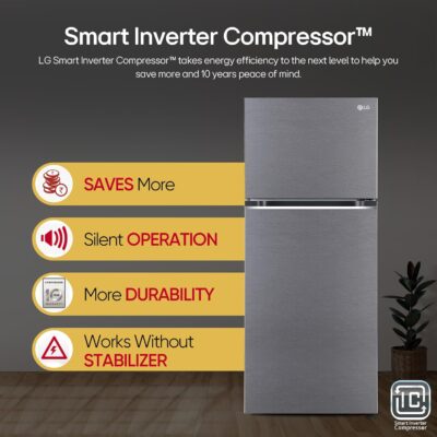 LG 343 L 3 Star Frost-Free Smart Inverter Double Door Refrigerator (GL-S382SDSX, Dazzle Steel, Convertible with Express Freeze) - Image 10