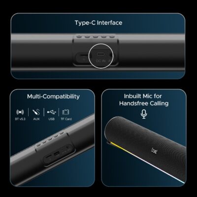 boAt Aavante Bar 950 Bluetooth Soundbar w/ 40W Signature Sound, RGB LEDs, Dual Passive Radiators, Up to 7 hrs Playback, TWS Function, Inbuilt Mic,BT v5.3,TF Card,AUX Port(Premium Black) - Image 6