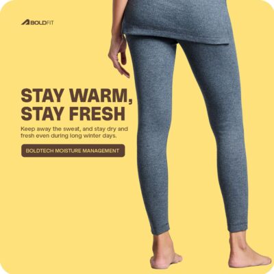 Boldfit Bottom Thermal Wear for Women Regular Fit Leggings Winter Wear for Women Natural Insulation Lower Body Warmer for Women Cotton-Viscose Thermals - Image 4