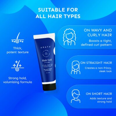 Arata Styling Hair Gel For All Hair Types | Medium to Strong Hold | Tames Flyaways & Adds Definition | Creates Slicked-Back Looks, Adds Texture with Organic Flaxseeds | 50 ML - Image 4